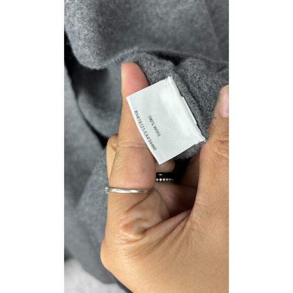 Eileen Fisher Wool Jacket Medium Grey Cowl Button Up Pockets Oversize - Picture 4 of 9